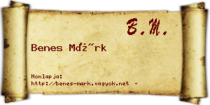 Benes Márk névjegykártya